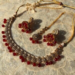 Elegant Gold and Red Jewelry Set